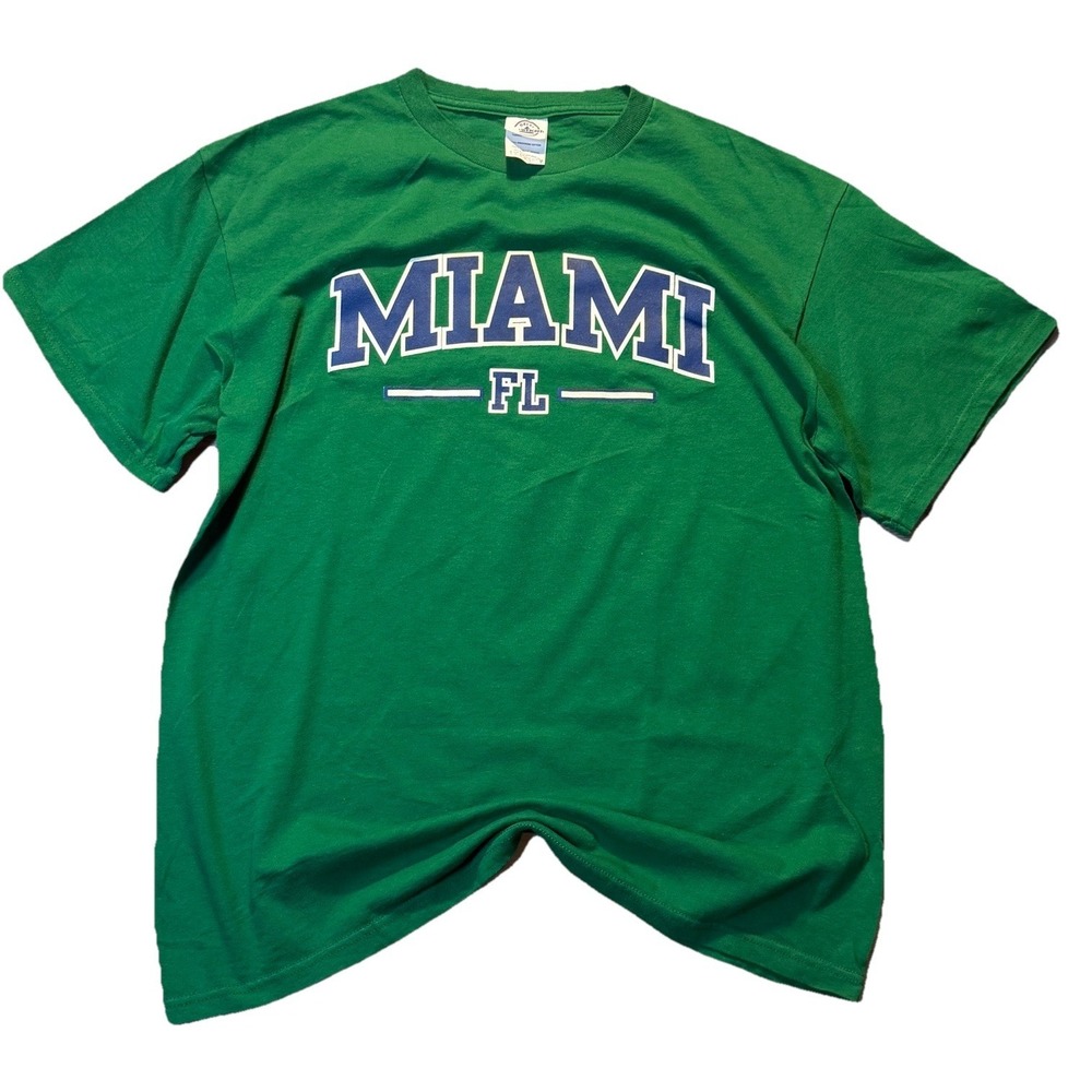Miami FL T-Shirt Adult Large Green Delta Pro Weight Graphic Tee Florida Casual